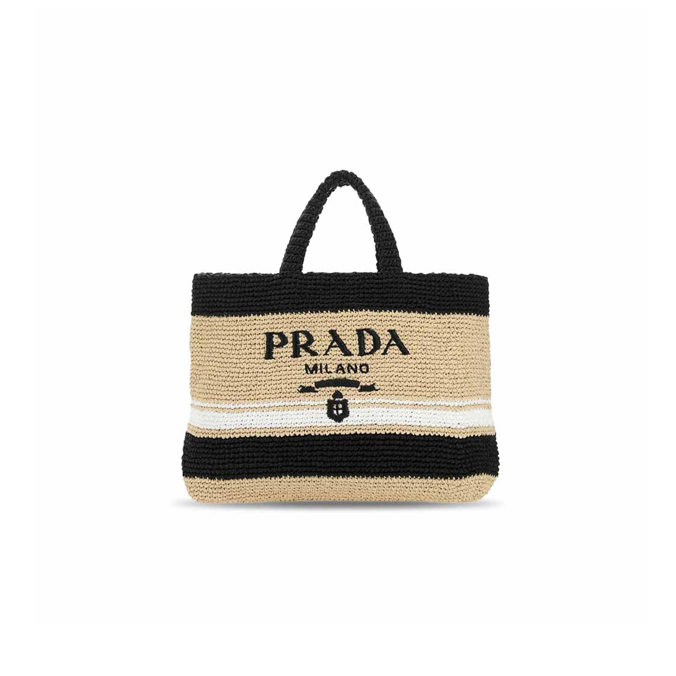 PRADA RAFFIA LOGO PLAQUE TOTE BAG 1BG392 (40*34*15)